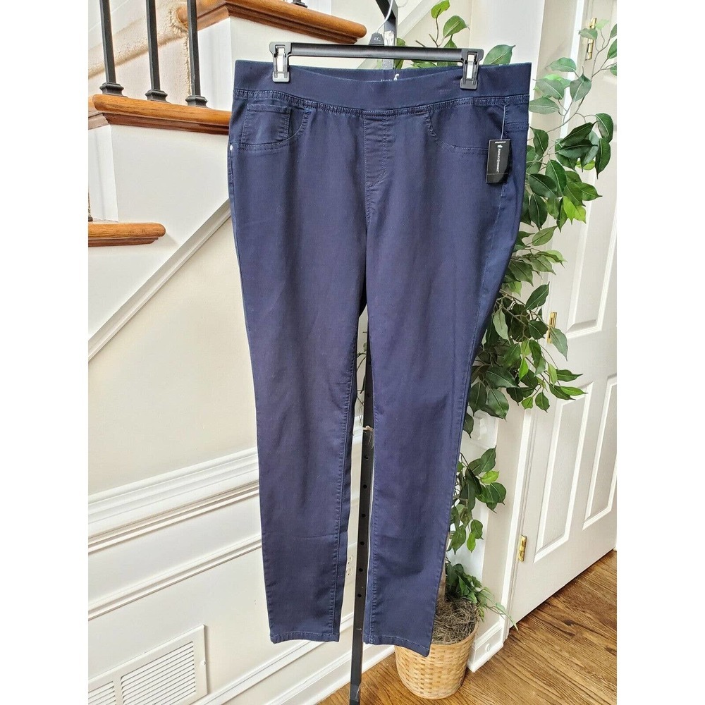 Ashley Stewart Women's Solid Blue Cotton Mid Rise Skinny Fit Leggings Size 20T